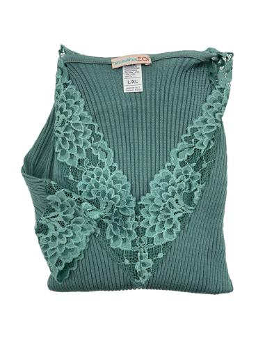 Maglia Donna Manica Lunga Costina Lana Merinos e Pizzo a V