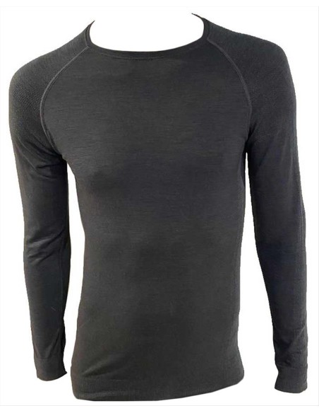 Maglia Termica Tecnica Unisex Misto Lana Merino Manica Lunga