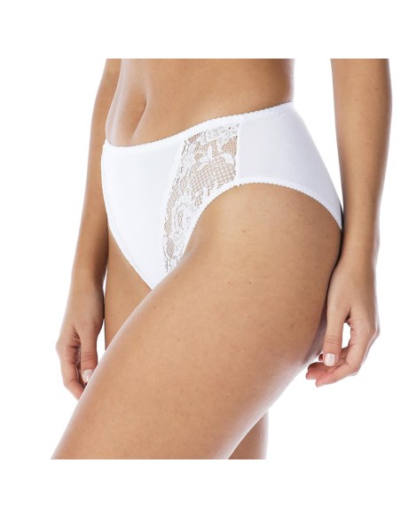 Slip donna sgambato in cotone elasticizzato con pizzo