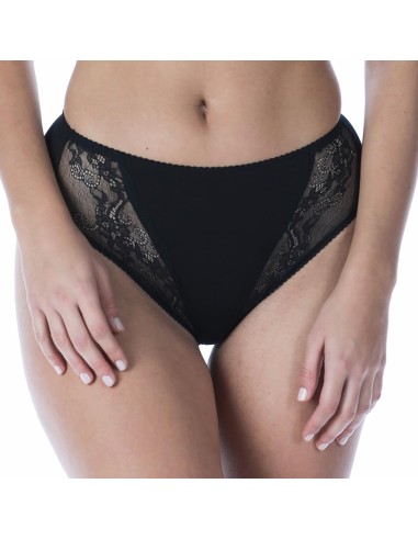 Slip donna sgambato in cotone elasticizzato con pizzo