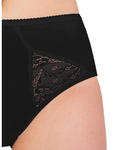 Slip donna alto in cotone elasticizzato con inserti in pizzo