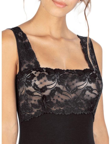 Canotta Donna Elegante Modal Spalla Larga Pizzo EGI 1137