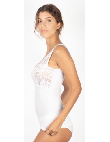 Canotta Donna Elegante Modal Spalla Larga Pizzo EGI 1137