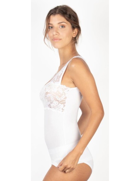 Canotta Donna Elegante Modal Spalla Larga Pizzo EGI 1137