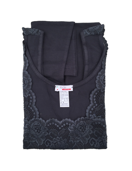 Canotta Donna Elegante Modal Spalla Larga Pizzo EGI 1137