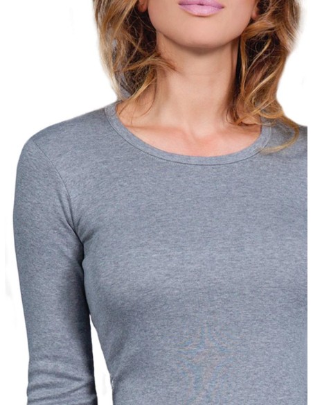 Maglia Donna 100% Puro Cotone Manica Lunga, Basic Cotton 654