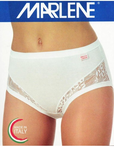 Slip Donna Vita Alta in Cotone Bordi Piatti e Pizzo, Marlene