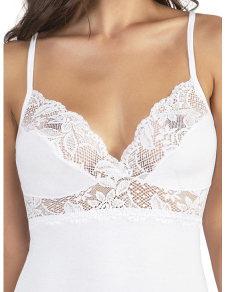 Top Donna Forma Seno Viscosa Spalla Stretta e Pizzo, Marlene