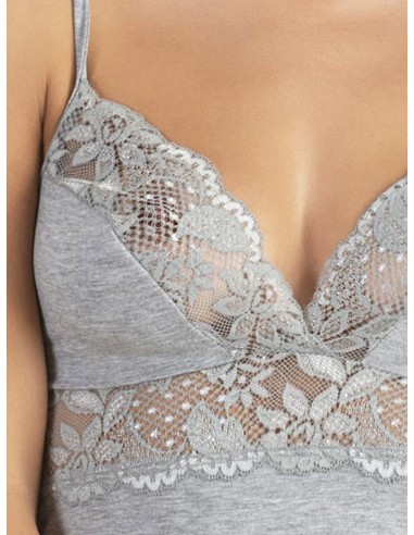 Top Donna Forma Seno Viscosa Spalla Stretta e Pizzo, Marlene