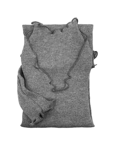 Maglia Donna a Costina in Lana e Seta Manica Lunga Plissè