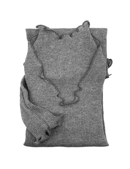 Maglia Donna a Costina in Lana e Seta Manica Lunga Plissè