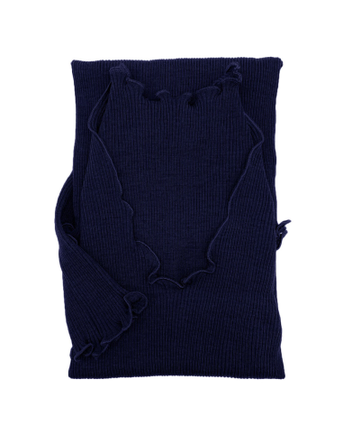Maglia Donna a Costina in Lana e Seta Manica Lunga Plissè