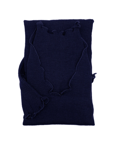 Maglia Donna a Costina in Lana e Seta Manica Lunga Plissè