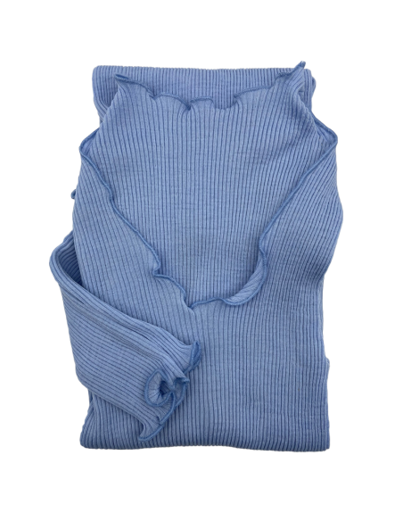 Maglia Donna a Costina in Lana e Seta Manica Lunga Plissè