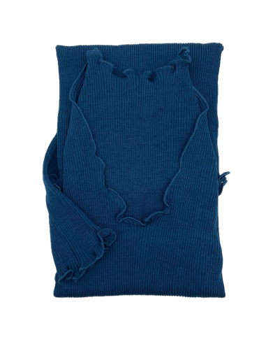 Maglia Donna a Costina in Lana e Seta Manica Lunga Plissè