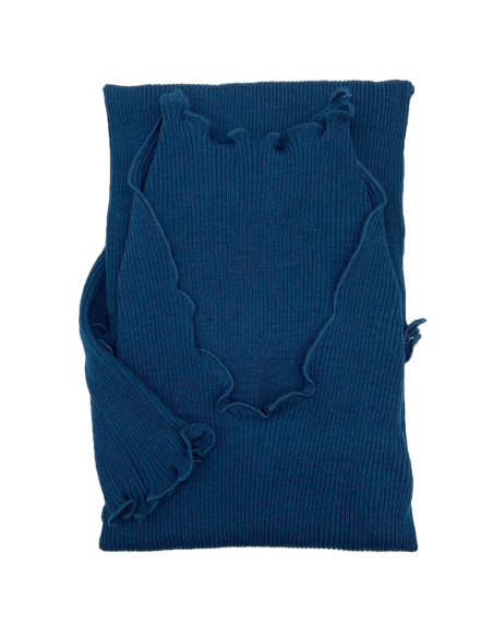Maglia Donna a Costina in Lana e Seta Manica Lunga Plissè