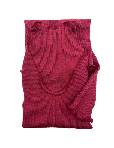 Maglia Donna a Costina in Lana e Seta Manica Lunga Plissè