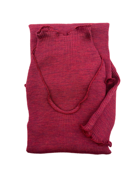 Maglia Donna a Costina in Lana e Seta Manica Lunga Plissè