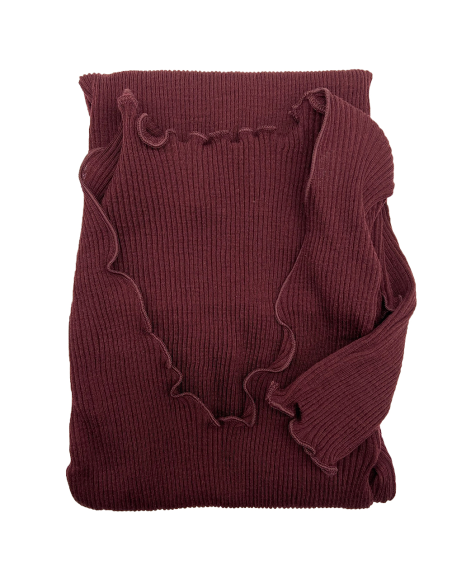 Maglia Donna a Costina in Lana e Seta Manica Lunga Plissè