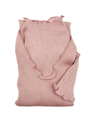 Maglia Donna a Costina in Lana e Seta Manica Lunga Plissè