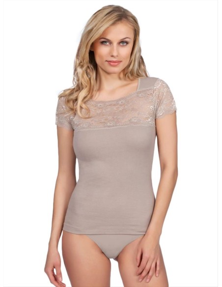 Maglia Donna in Cotone con Pizzo | Elegante e Made in Italy