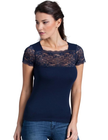 Maglia Donna in Cotone con Pizzo | Elegante e Made in Italy