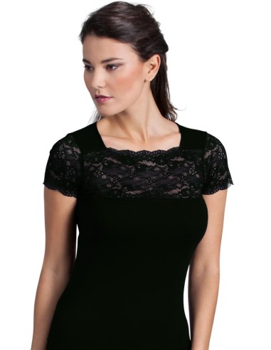 Maglia Donna in Cotone con Pizzo | Elegante e Made in Italy