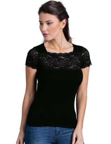 Maglia Donna in Cotone con Pizzo | Elegante e Made in Italy