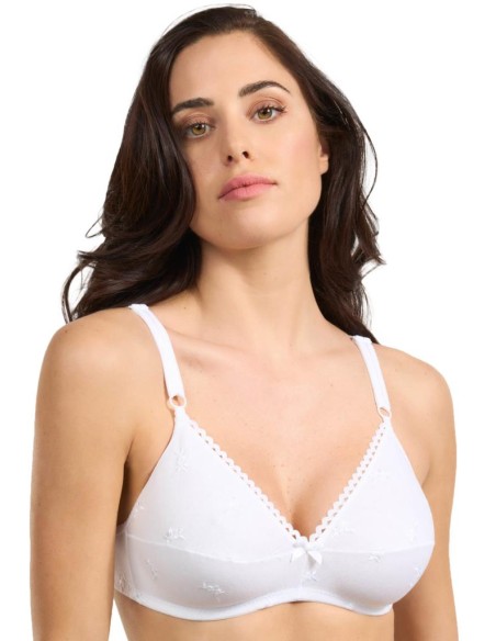 Reggiseno cotone senza ferretto coppe ricamate, Spiman R357