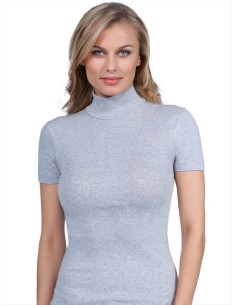 Maglia Lupetto Donna Manica Corta Cotone Elasticizzato
