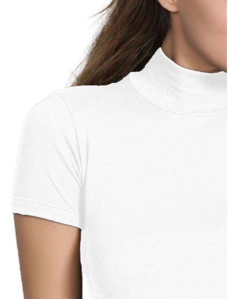 Maglia Lupetto Donna Manica Corta Cotone Elasticizzato