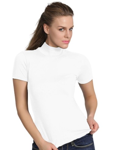 Maglia Lupetto Donna Manica Corta Cotone Elasticizzato