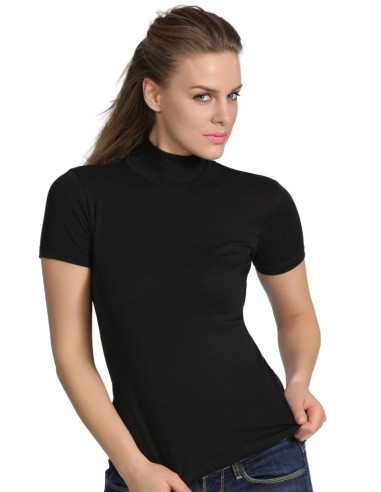 Maglia Lupetto Donna Manica Corta Cotone Elasticizzato