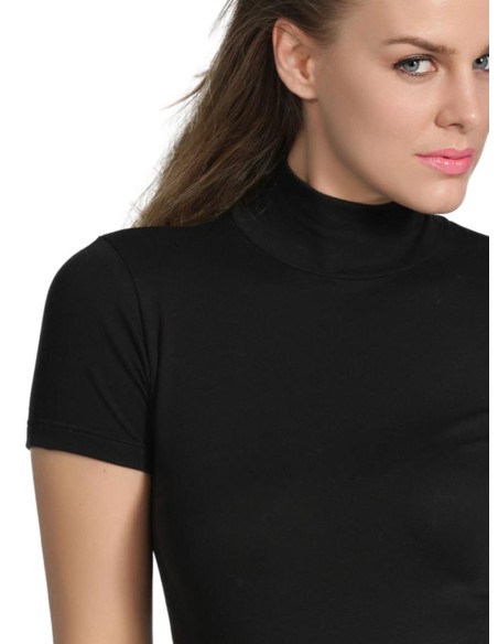 Maglia Lupetto Donna Manica Corta Cotone Elasticizzato