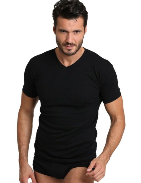 T-Shirt Uomo a V 100% Cotone Manica Corta, Basic Cotton 905