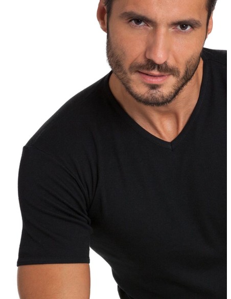 T-Shirt Uomo a V 100% Cotone Manica Corta, Basic Cotton 905