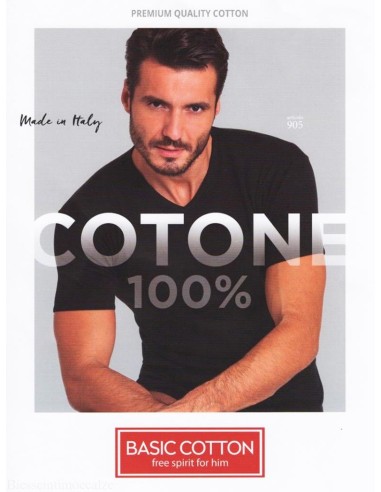 T-Shirt Uomo a V 100% Cotone Manica Corta, Basic Cotton 905