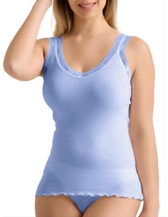 Canotta Donna Costine Cotone Scollo a V Pizzo, Marlene 53061