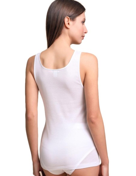 Canotta Donna Filo di Scozia Spalla Larga e Pizzo EGI 1234
