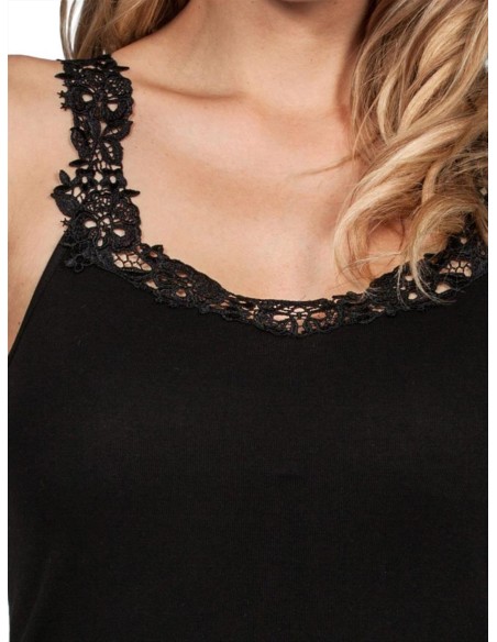 Canotta donna puro cotone 100% spalla larga pizzo MaRe 631