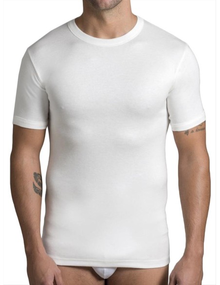 Maglia uomo Lana e Cotone manica corta girocollo, Luca 10500