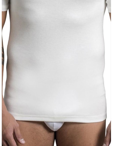 Maglia uomo Lana e Cotone manica corta girocollo, Luca 10500