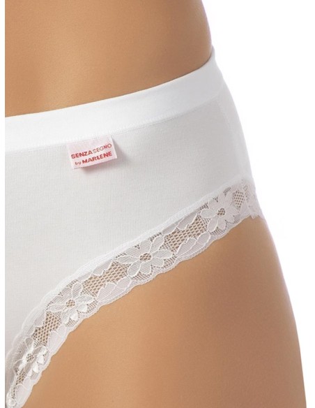 Slip Donna Cotone Elastico Vita Media Pizzo, Marlene 14027