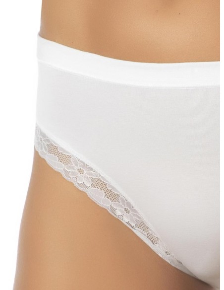 Slip Donna Cotone Elastico Vita Media Pizzo, Marlene 14027