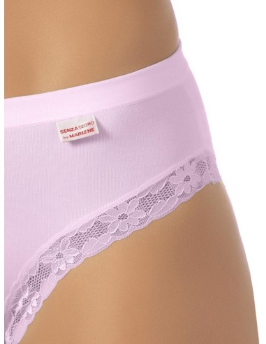 Slip Donna Cotone Elastico Vita Media Pizzo, Marlene 14027