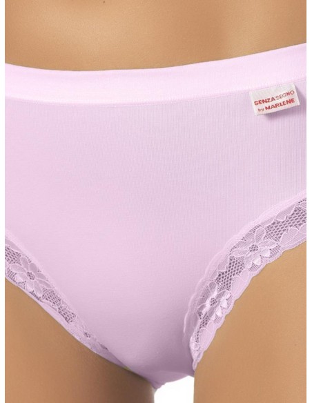 Slip Donna Cotone Elastico Vita Media Pizzo, Marlene 14027