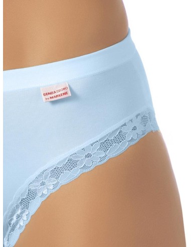 Slip Donna Cotone Elastico Vita Media Pizzo, Marlene 14027