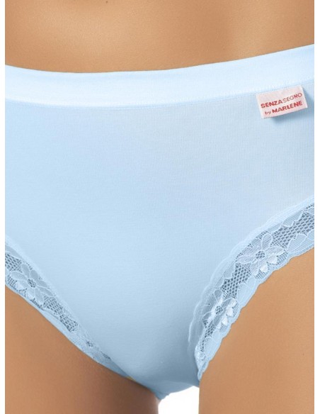 Slip Donna Cotone Elastico Vita Media Pizzo, Marlene 14027