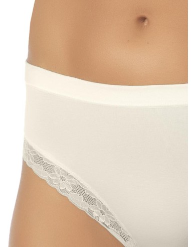 Slip Donna Cotone Elastico Vita Media Pizzo, Marlene 14027