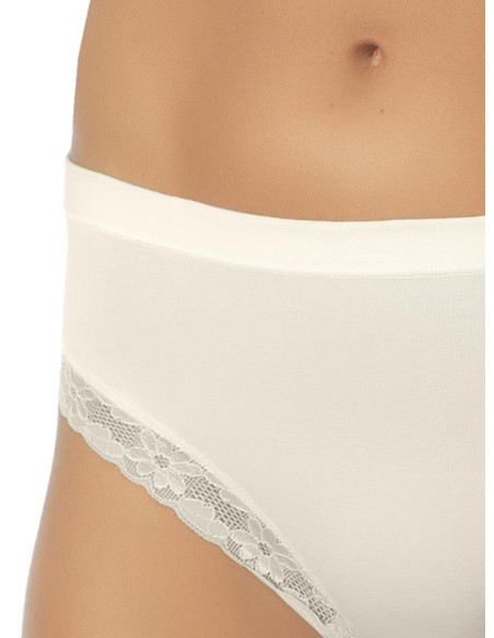 Slip Donna Cotone Elastico Vita Media Pizzo, Marlene 14027